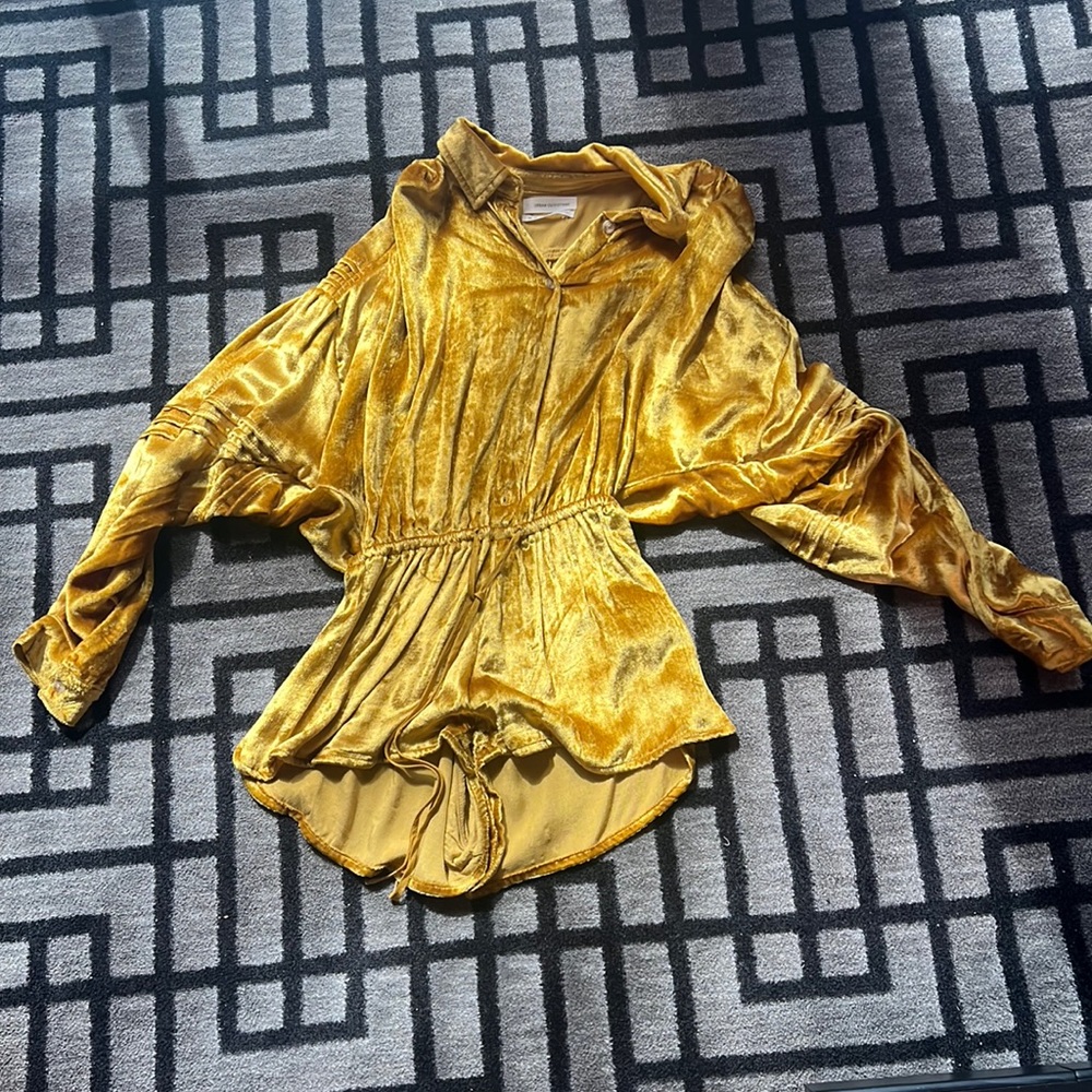 Urban Outfitters gold velour romper